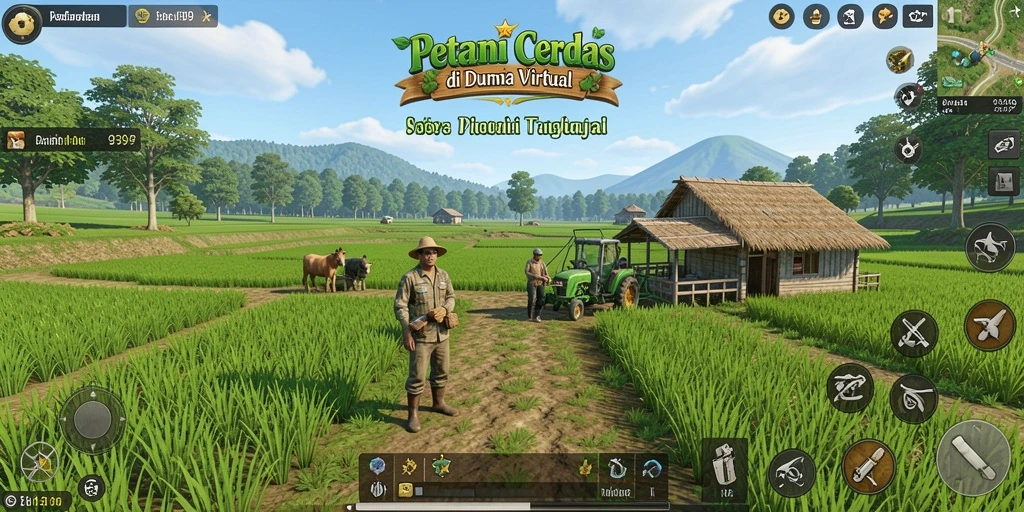 Tampilan screenshot gameplay 9399 yang menampilkan aktivitas bertani.