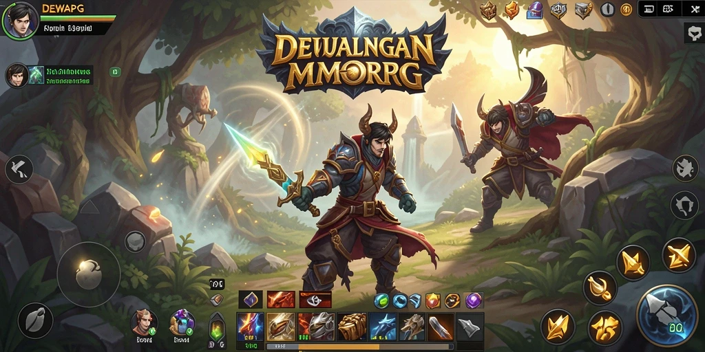 Screenshot DEWAPG menunjukkan aksi seru dalam pertempuran MMORPG.