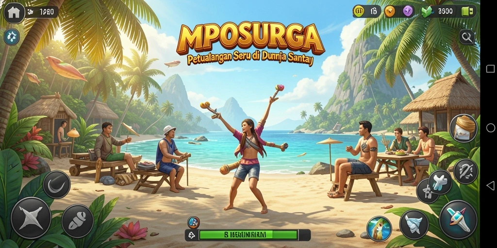 Tampilan gameplay menyenangkan dan penuh warna di MPOSURGA.