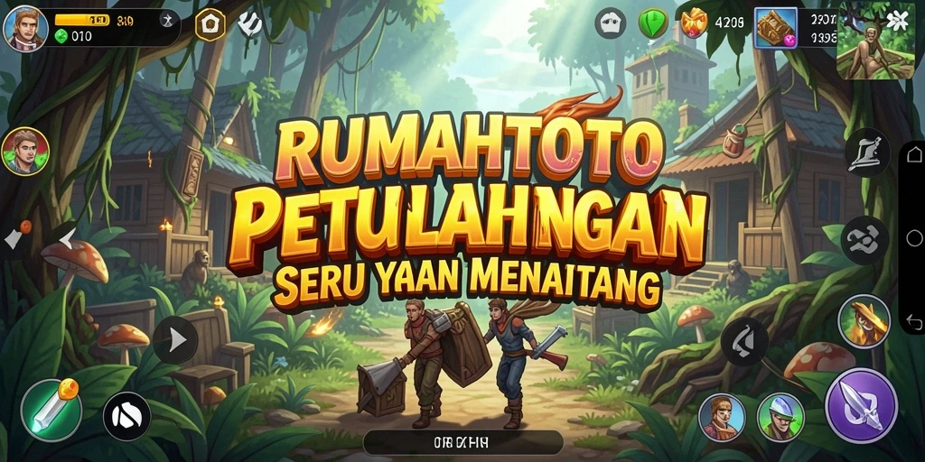 Screenshot utama RUMAHTOTO menunjukkan gameplay penuh aksi dan petualangan.