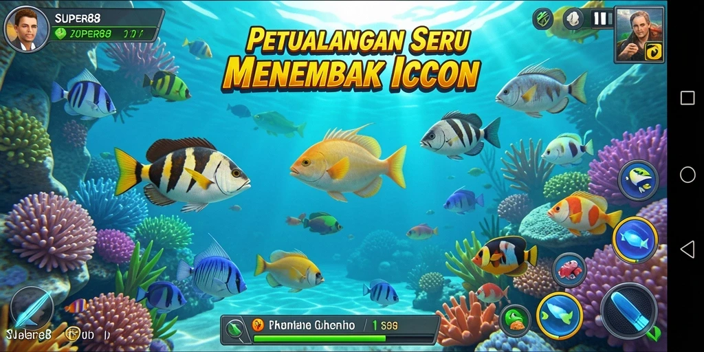 Gameplay seru menembak ikan di lautan yang indah.